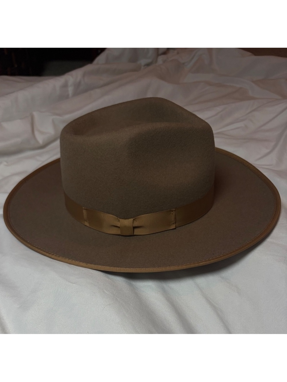 Gigi Pip Monroe Rancher Fedora Brown Wool Hat XS 55 Wide Brim